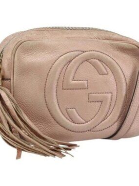 GUCCI Shoulder Bag Leather Pink Gold 308364 Auth 172086A